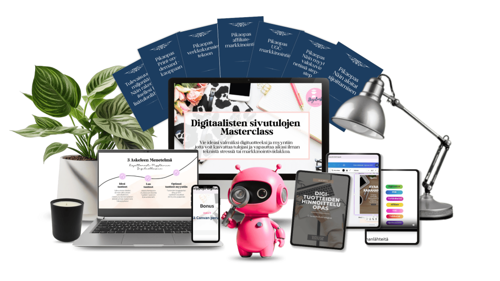 Digitaalisten sivutulojen Masterclass -mockup.