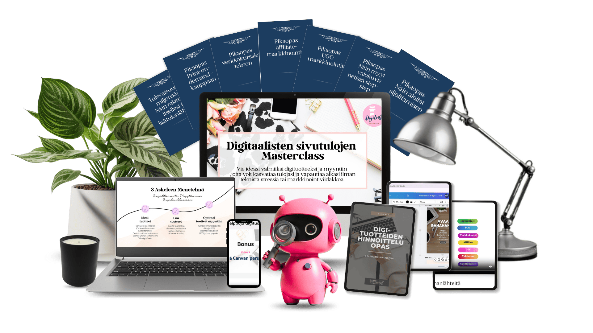 Digitaalisten sivutulojen Masterclass -mockup.